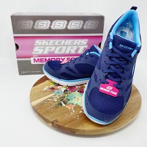 NEW Skechers Summits Suited Sneakers, Navy/Blue, 8